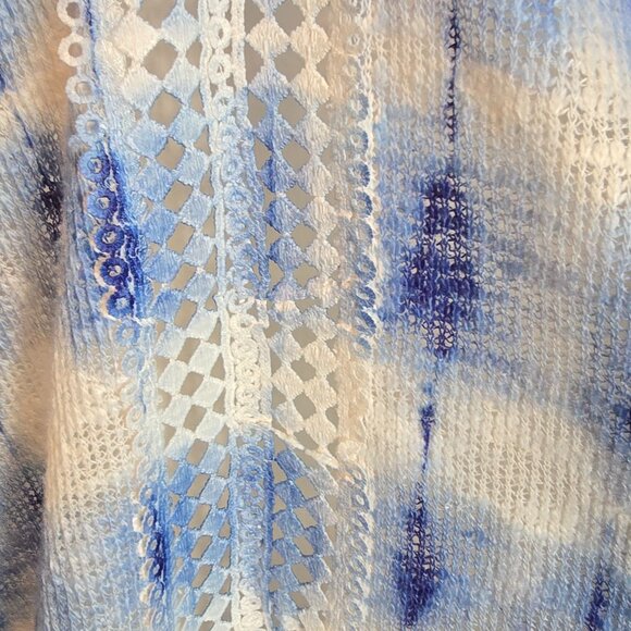 Charlotte Russe Kimono Cardigan Women's XL Blue Tie-Dye Cut Out Back Open Front - Picture 6 of 10
